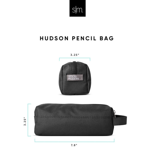 Charcoal gray product with SM logo and light cyan accent lines on white background, size chart reference image