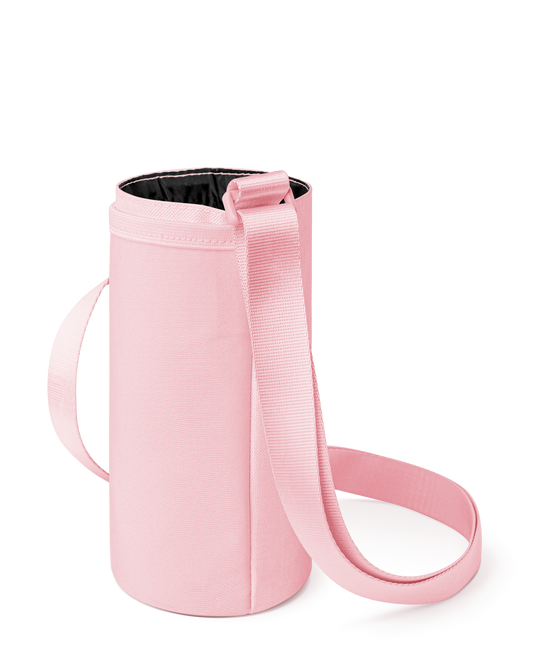 Soft pale pink ribbed fabric product with contrasting interior detail visible