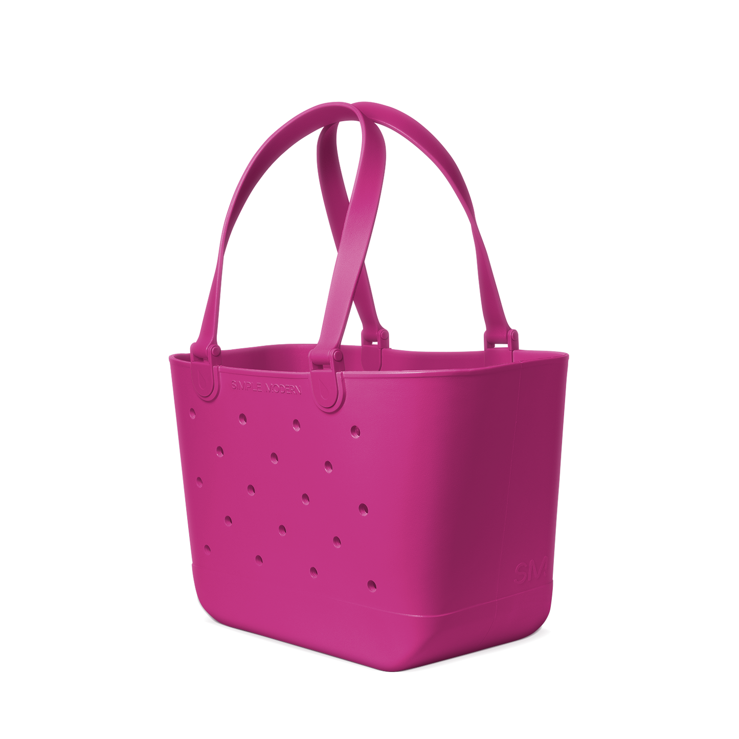Vibrant magenta hot pink tote bag displayed against white background