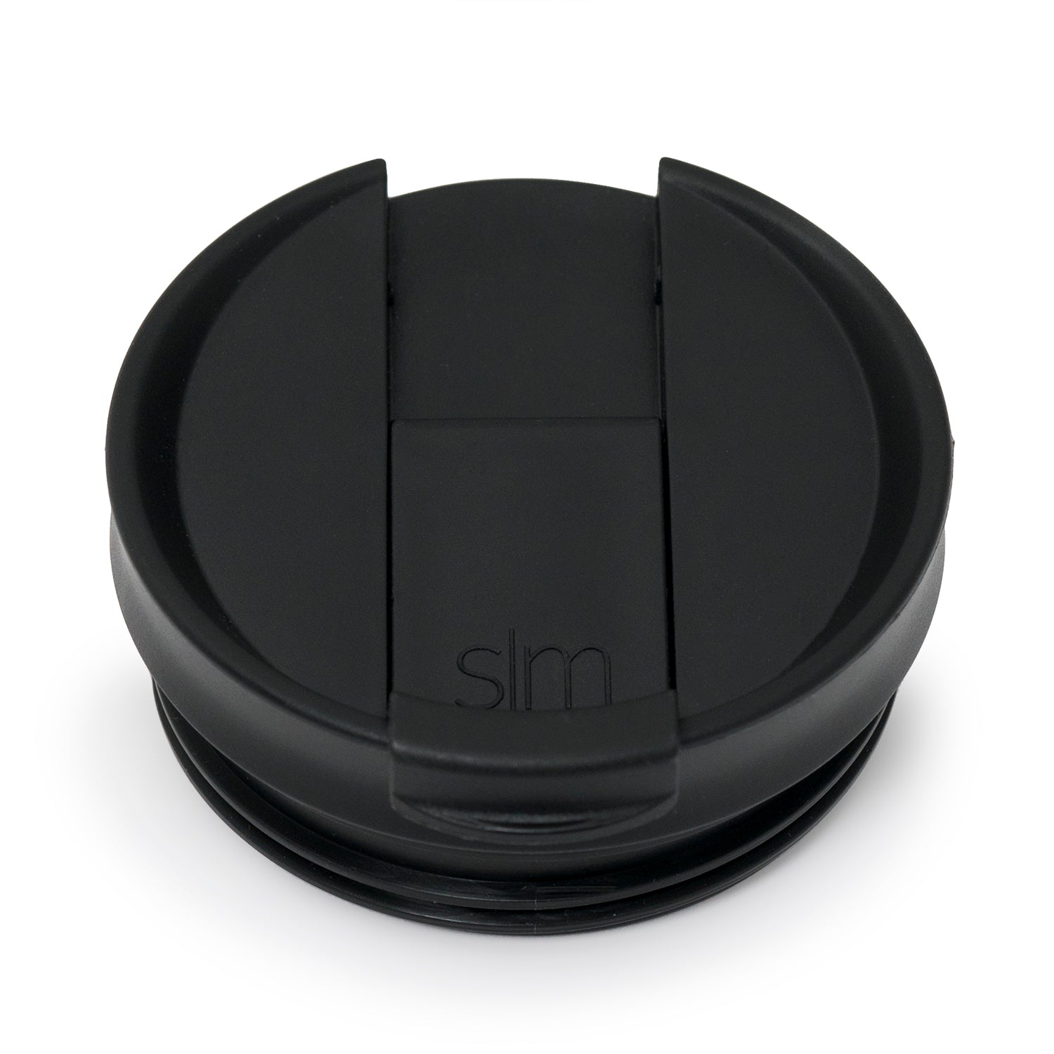 Black matte container lid with dark charcoal gray base rim and subtle tone gradations