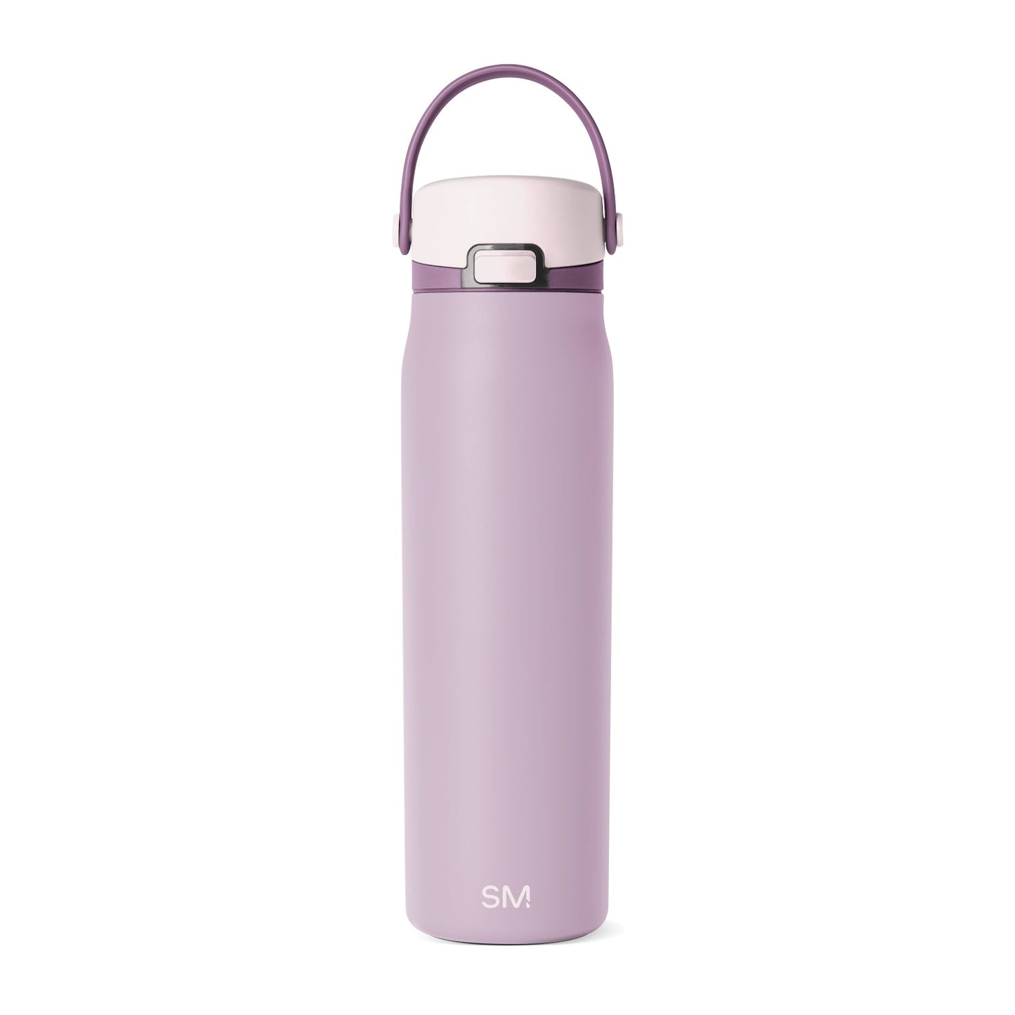 Pale lilac and mauve water bottle with a gradient of dusty purple and lavender hues, featuring a soft muted color palette.