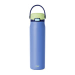 Periwinkle blue water bottle with sage green removable lid