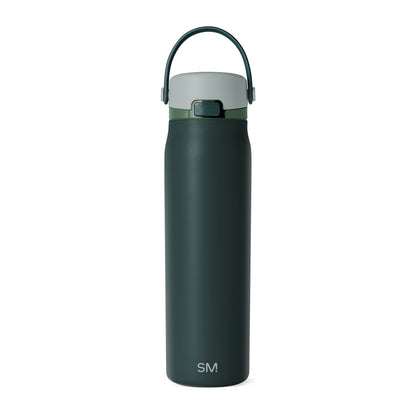 Forest green water bottle with sage green mid-section band and pale gray-green top
