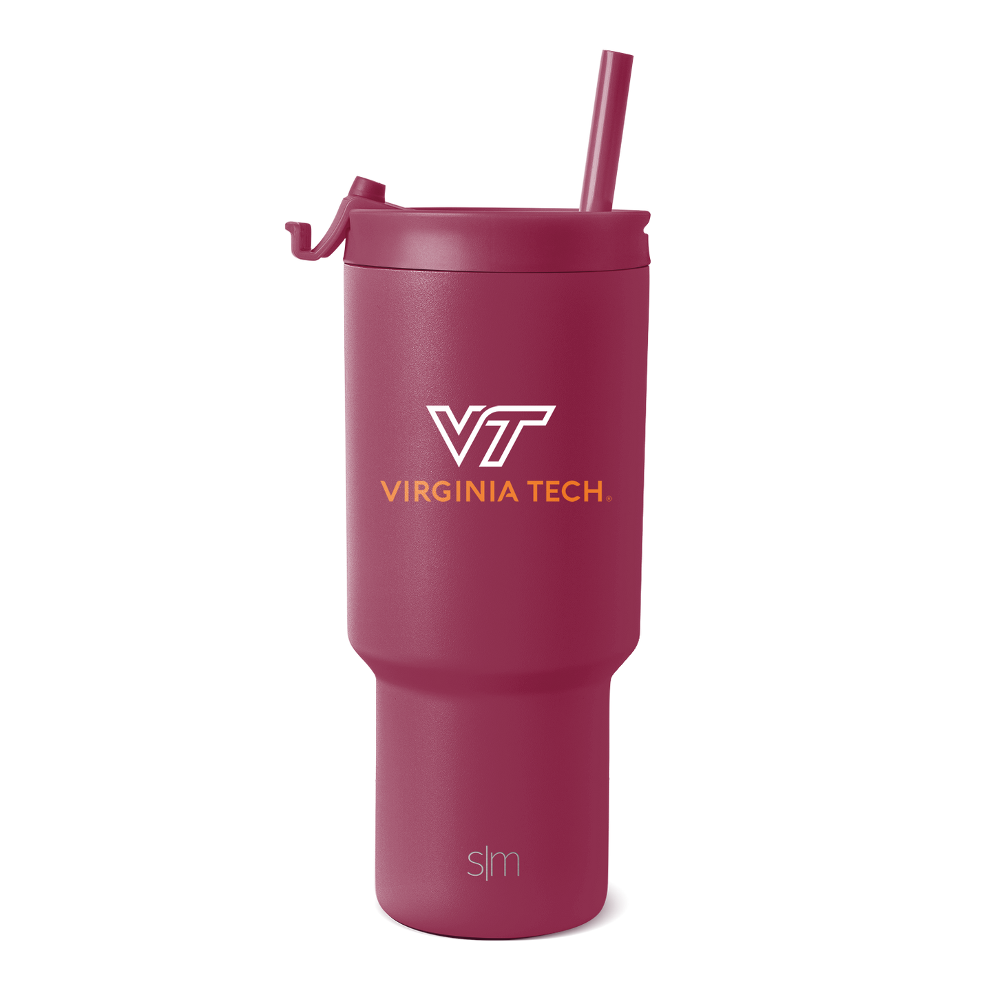 Burgundy matte tumbler with white and gold accents