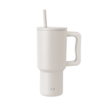 Cream-colored drinkware set displayed on a light gray-white background